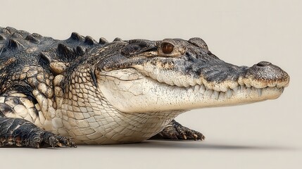 Fototapeta premium Crocodile on solid monochrome background