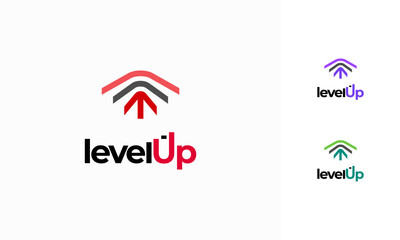 Obraz premium Level Up logo designs concept vector, Up Arrow Logo symbol template