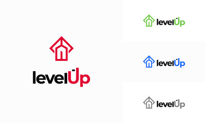 Obraz premium Level Up logo designs concept vector, Up Arrow Logo symbol template