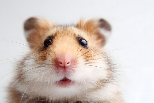 Cute hamster shot with soft fur and curious eyes, perfect for a pet ad.