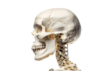 Intricate, pristine skeleton model set against a stark white background.