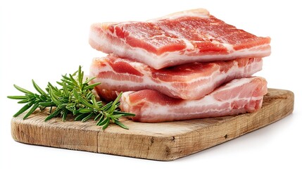Fototapeta premium A few pieces of meat are on a wooden cutting board .