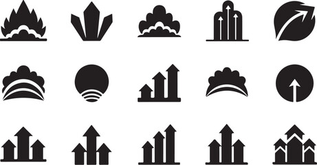 Obraz premium Black and white icons of growth and development symbols