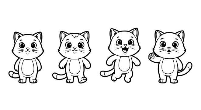 Cute Cartoon Cat Character Vector Set for Game Design and Storyboard Illustration