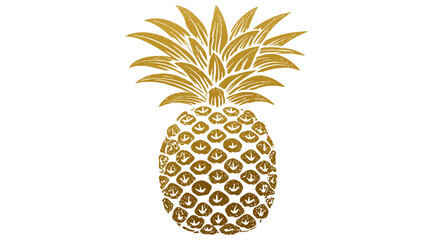 Obraz premium A golden, textured pineapple illustration, featuring spiky leaves and a pattern of scaled segments