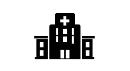 Naklejka premium Hospital Building Icon with Cross Symbol.