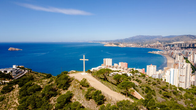 Aerial view of La Cruz de Benidorm at Mirador de la Cruz
