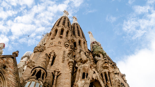 Iconic towers of the Sagrada Familia in Barcelona
