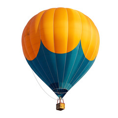 A vibrant hot air balloon soaring through the dark sky on transparent background