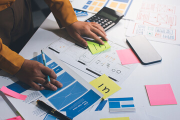 team of UI UX web designer are working together to develop mobile responsive websites with UI UX front end designer previews, UI UX web development ideas, front end designer. application development