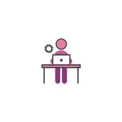 Fototapeta premium Workflow Productivity | Desk Worker with Settings 
