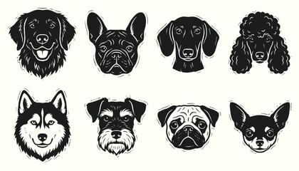 Popular Dog Breeds Icons - Golden, Husky, Pug, Dachshund, Frenchie © 777SKYLABS