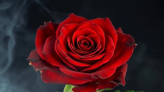 Red rose with smoke