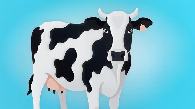 Cartoon Cow Illustration Standing Vector Art Dairy Animal