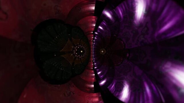 Psychedelic toroidal gateway forming a cosmic third eye structure, fractal dmt space unfolding through layered geometry and kundalini force, immersive hyperspace vision for visionary communities
