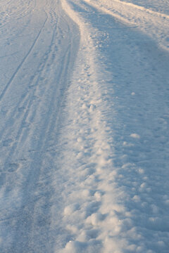 Winter landscape in Tampere, Finland with snowy paths