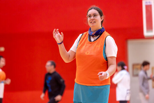 Woman with Disability in Inclusive Basketball Training