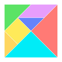Tangram Game, Chinese Tangram Puzzle of Seven Pieces. Geometric Brain Training Tangram Shape Matching STEM toy for Logic Training and Motor Skills