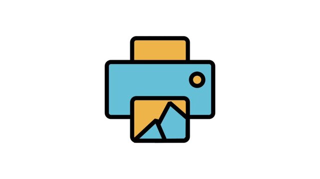 Digital printer Motion Icon. Digital printer icon animation showing photo printing process for office work documentation and creative photography studios.