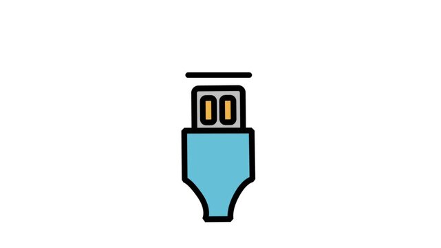 USB drive icon animation. The concept of security, safety, and protection. The USB sign for connecting external devices.