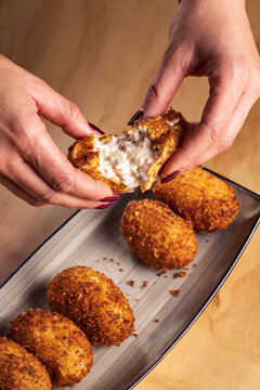 Delicious homemade ham croquettes ready to enjoy