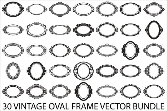 Vintage Oval Frame Vector Bundle