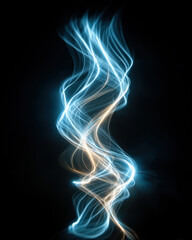 Obraz premium Vertical abstract neon energy lines forming organic light waves on dark backdrop