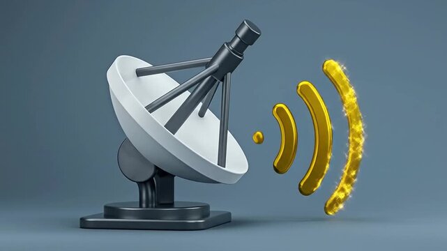 Satellite dish broadcasting digital signals for communication and data transmission