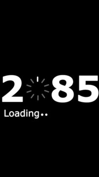 Loading bar 2085 icon animation with dark background.Futuristic glowing loading bar 2085 icon with smooth animated.