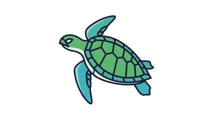 A green sea turtle swimming in the ocean viewed from the side with fins outstretched © Stock Image Paradise