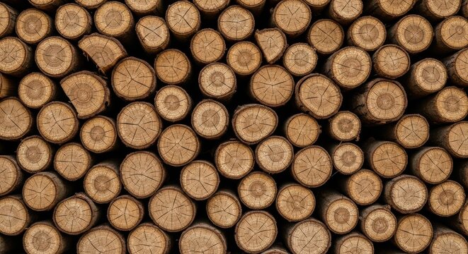 Stacked Timber Wood Log Texture Background
