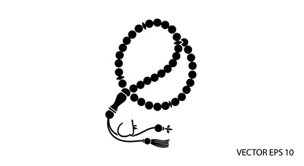 Black Prayer Beads on White Background 7.