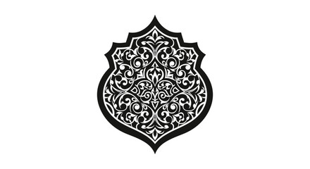 Black Ornate Mandala Design Element Shape.