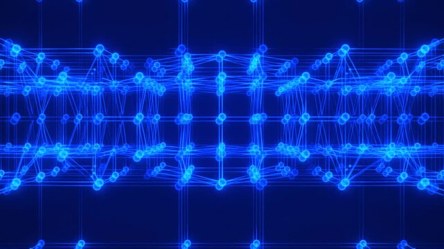 Abstract Blue Technology Background with Moving Dots &ndash; 12s Loop 4K