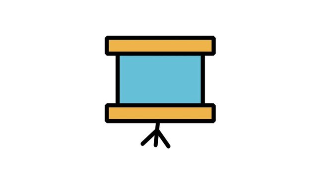 Presentation Board Motion Icon. Minimalist colorful animation of a blank presentation board for business meetings, education, and office seminars.