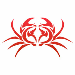 Red Tribal Crab Vector Illustration Stylized Cancer Zodiac Sign