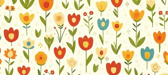 Dainty Garden A Charming and Minimalist Wallpaper Design Featuring Soft Spring Flower Patterns