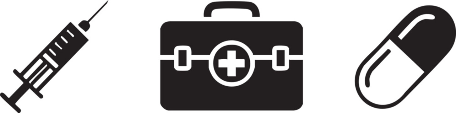Injection Syringe Medical Kit Health Care Icons