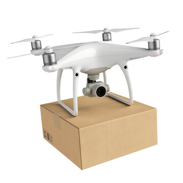 Drone de entrega log&iacute;stica para transporte r&aacute;pido. PNG fundo transparente