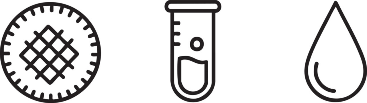 Patch Test Tube Droplet Science Medical Icons
