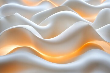 Obraz premium Elegant Serene Wavy White Surface with Soft Ambient Light, Abstract Background and Texture Ideas