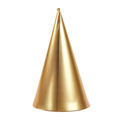 Fototapeta premium Shiny gold cone party hat with metallic finish isolated on Transparent Background