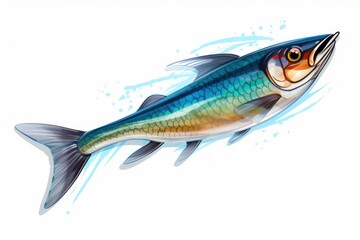 Obraz premium Sardine fish showcasing vibrant colors and aquatic movement in a brushstroke illustration