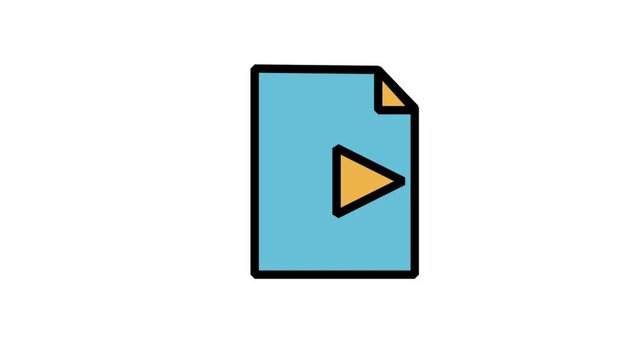 Video File Document Motion Icon. Animated digital video file document icon with play button for multimedia content and data storage.