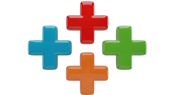 Four Colorful Plus Signs Arranged in a Diamond Shape.