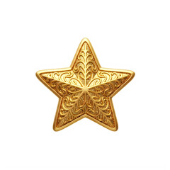 Fototapeta premium A small glittery star with a shiny golden texture and reflective surface isolated on transparent background