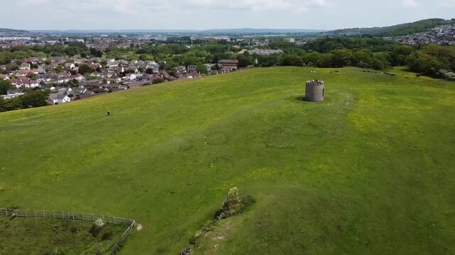 Close Aerial Approach to Uphill Tower Folly