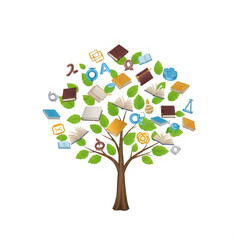 Colorful tree with diverse fruits and flowers as its leaves and branches isolated on transparent background