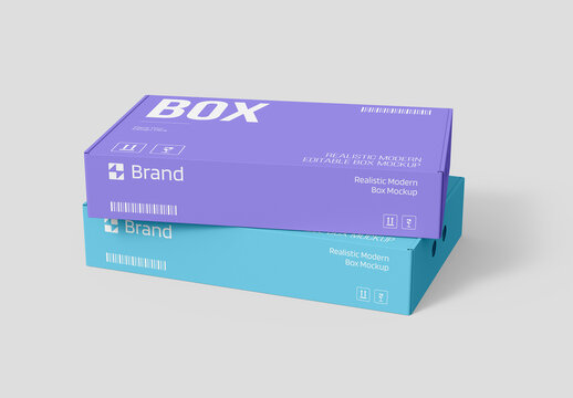 Realistic Modern Stacked Kraft Box Mockup