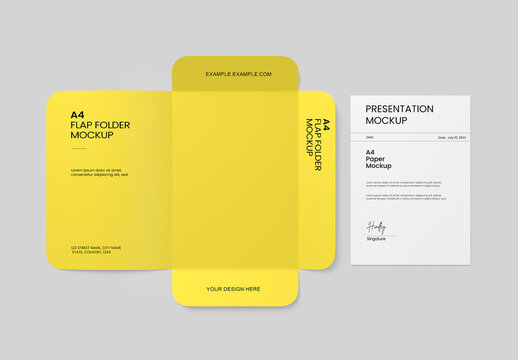 Clean A4 Paper Presentation Folder Mockup